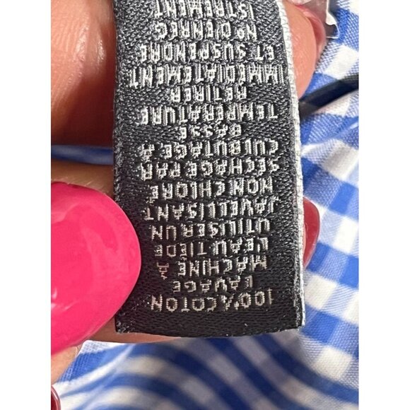 Bonobos Shirt Men 17.5 Blue Gingham Button Down Office Checks Collar Plaid Work - Picture 10 of 13